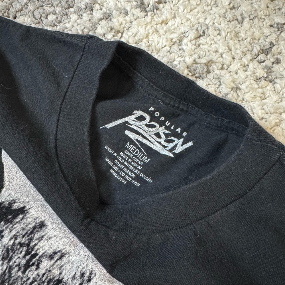 Popular Poison, Men’s Short Sleeve Graphic T-Shirt with Black Cat in Sunglasses - Picture 4 of 5